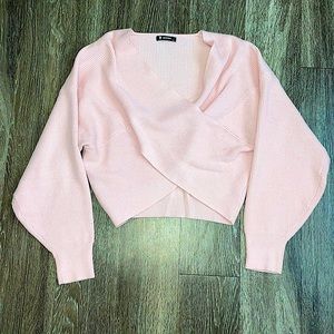 Off the shoulder sweater crop top with bubble sleeves